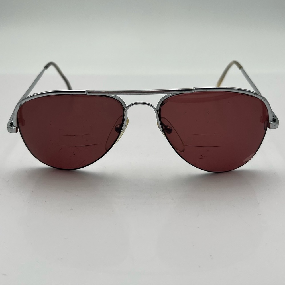 Vintage Logo Paris Silver Pilot Half Rim Sunglasses Frames